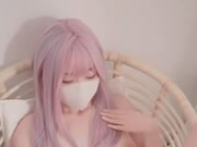 Asian mask girl selfie dildo masturbate and squirting